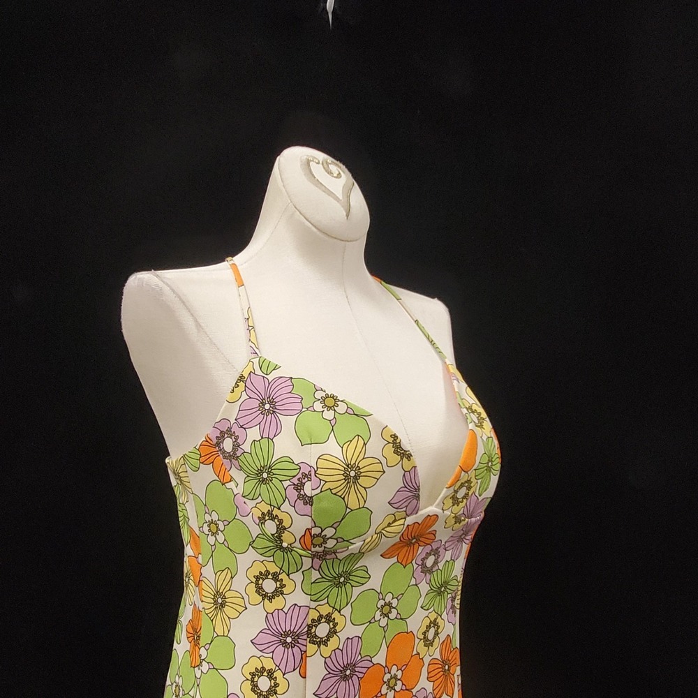 Zara Womens 70S Floral Mini Babydoll Dress Size M Sleeveless Fitted Multicolor - Picture 2 of 13